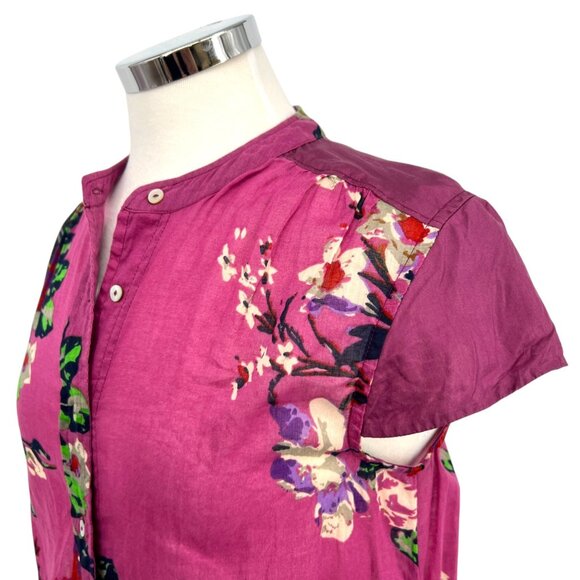 Soft Surroundings Bouquet of Roses Floral Short Sleeve Tunic Purple Size Small - Picture 5 of 14